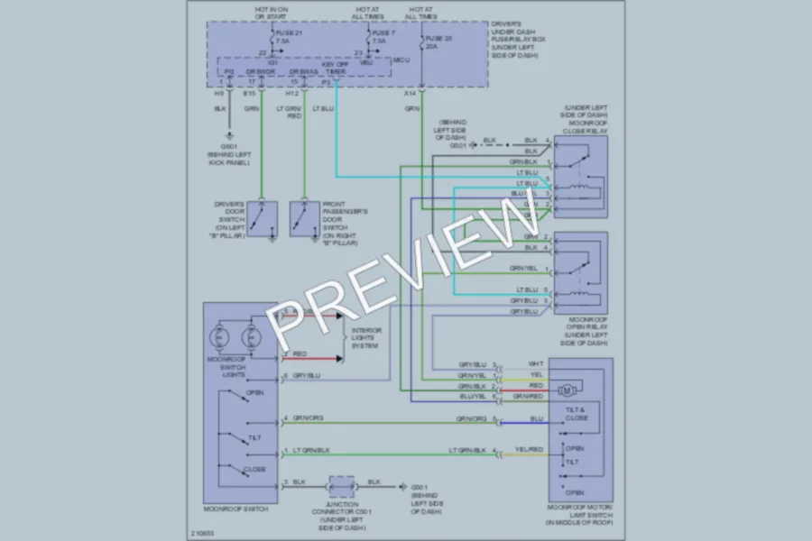 2006 Honda Odyssey Power Top Sunroof wiring diagram preview