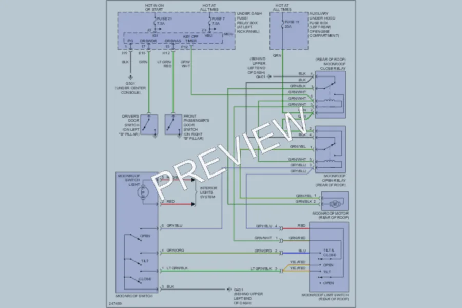 2006 Honda Ridgeline Power Top Sunroof wiring diagram preview