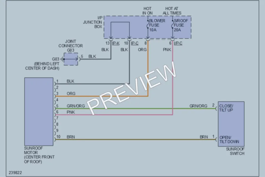 2006 Hyundai Accent Power Top Sunroof wiring diagram preview