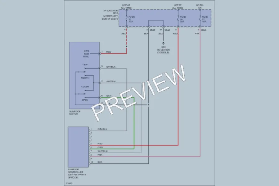 2006 Hyundai Tucson Power Top Sunroof wiring diagram preview