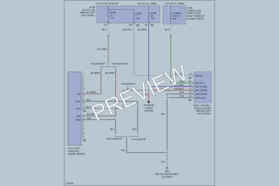 2006 Infiniti FX45 Power Mirrors wiring diagram preview