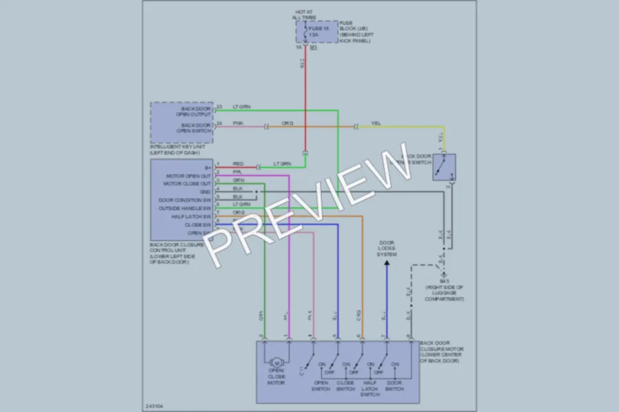 2006 Infiniti FX45 Trunk Tailgate Fuel Door wiring diagram preview