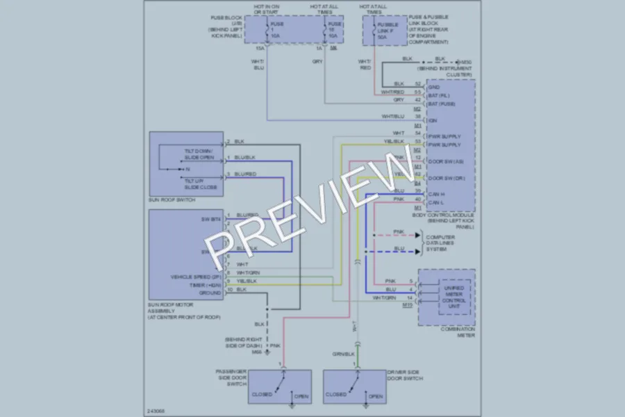 2006 Infiniti G35 Power Top Sunroof wiring diagram preview