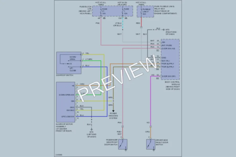2006 Infiniti M45 Power Top Sunroof wiring diagram preview