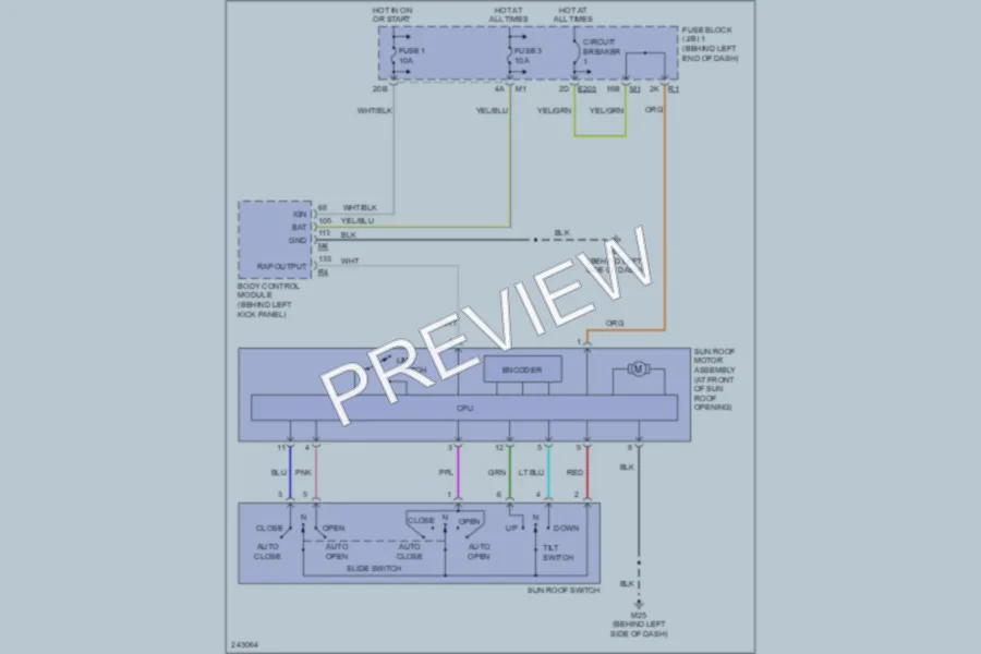 2006 Infiniti Q45 Power Top Sunroof wiring diagram preview