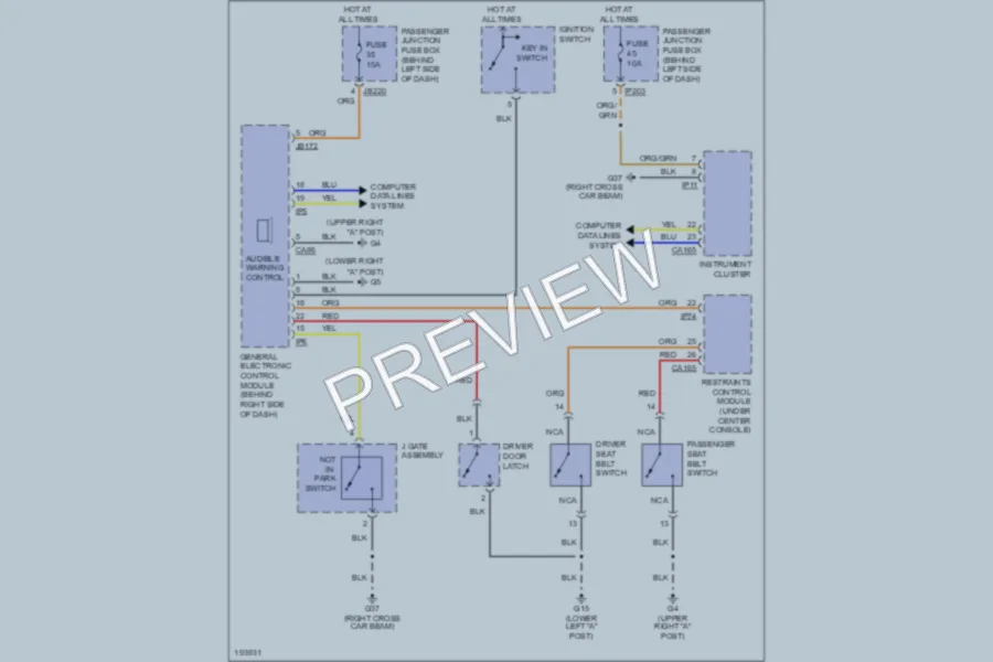 2006 Jaguar XType Warning Systems wiring diagram preview