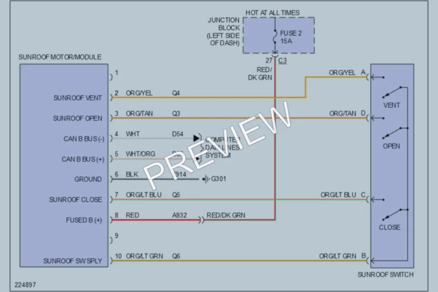 2006 Jeep Commander Power Top Sunroof wiring diagram preview