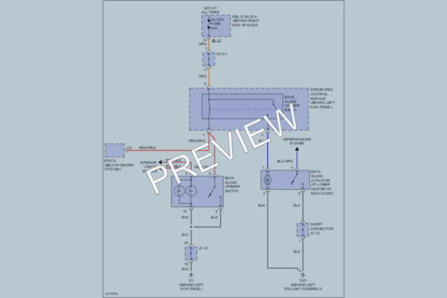 2006 Kia Sorento Trunk Tailgate Fuel Door wiring diagram preview