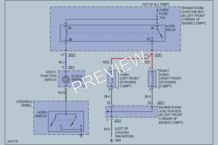 2006 Kia Sportage Horn wiring diagram preview