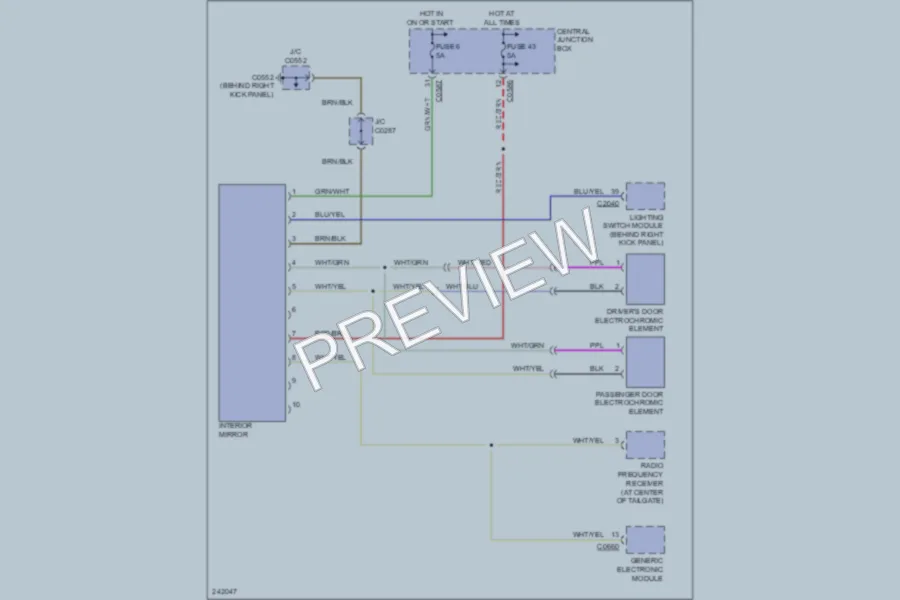 2006 LandRover RangeRover Power Mirrors wiring diagram preview