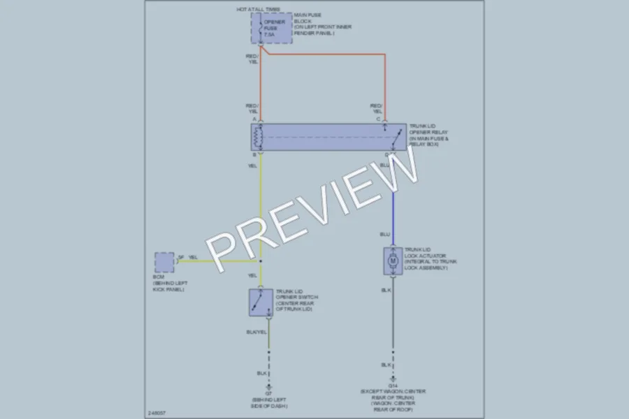 2006 Mazda 6 Trunk Tailgate Fuel Door wiring diagram preview