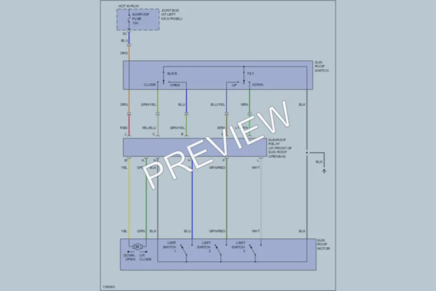2006 Mazda MPV Power Top Sunroof wiring diagram preview