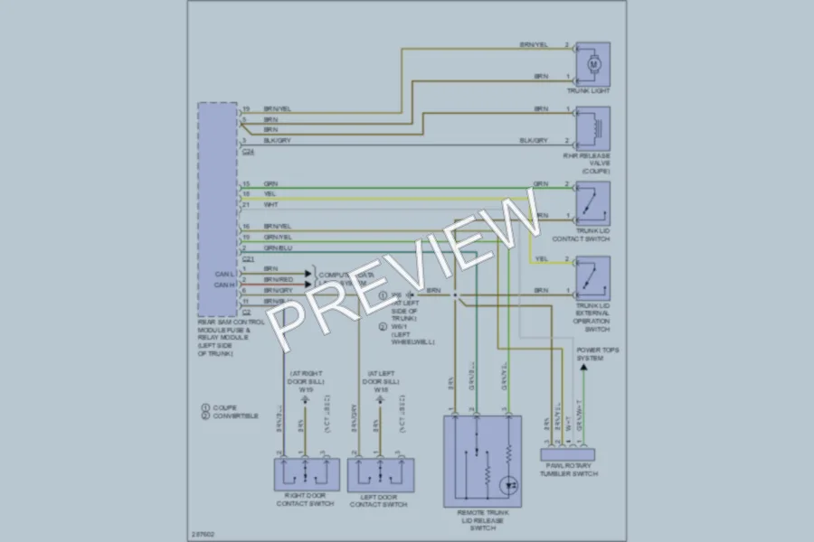 2006 MercedesBenz CLK350 Trunk Tailgate Fuel Door wiring diagram preview