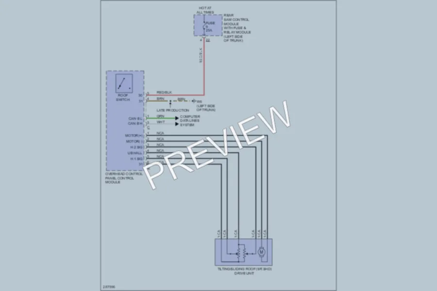 2006 MercedesBenz CLS500 Power Top Sunroof wiring diagram preview