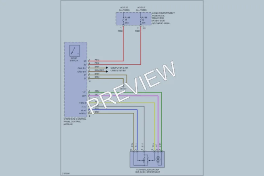 2006 MercedesBenz ML350 Power Top Sunroof wiring diagram preview