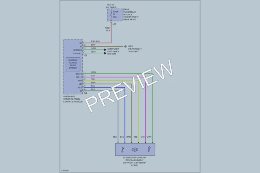 2006 MercedesBenz S350 Power Top Sunroof wiring diagram preview