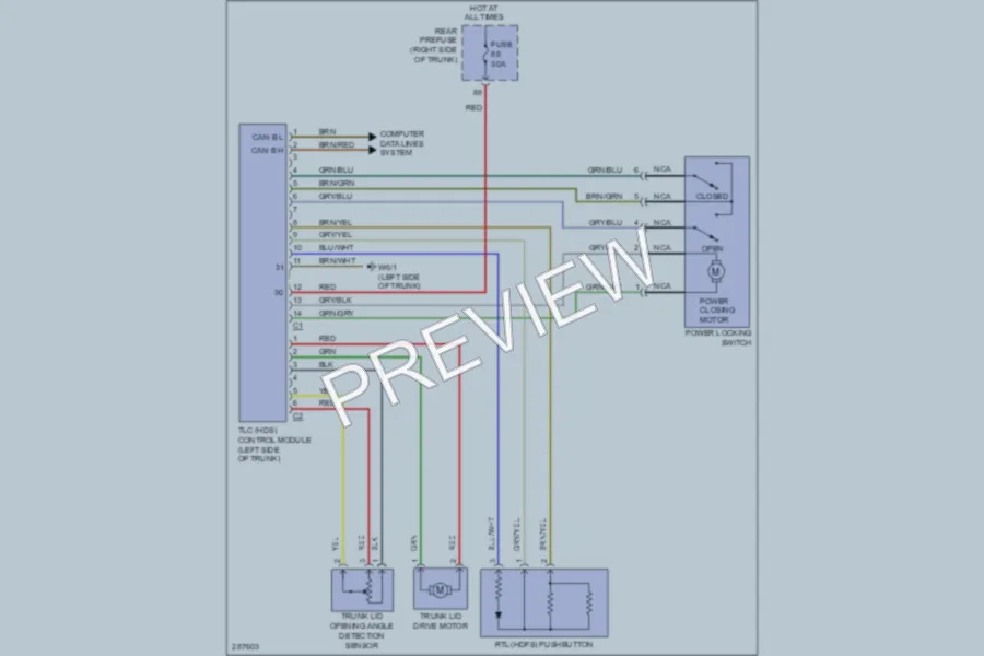 2006 MercedesBenz S500 Trunk Tailgate Fuel Door wiring diagram preview