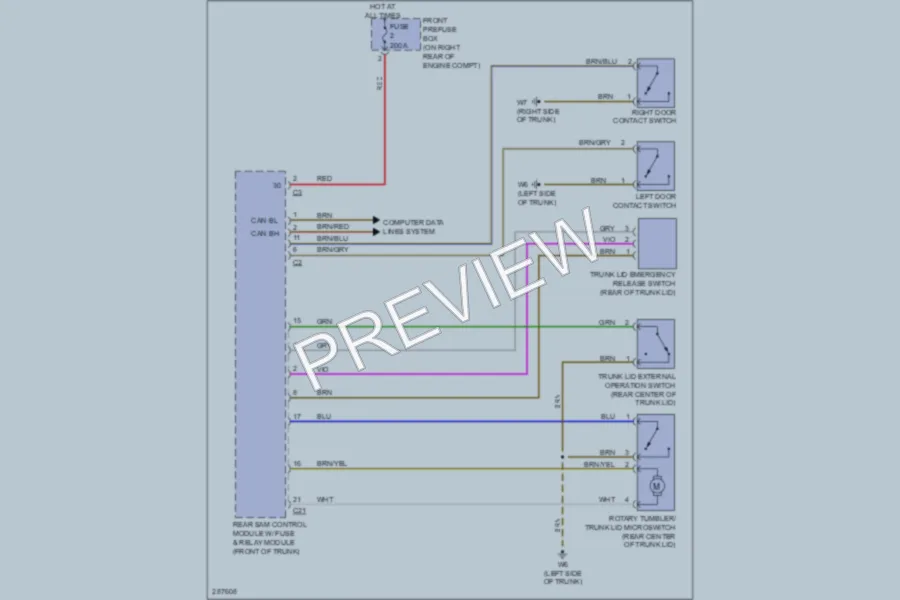 2006 MercedesBenz SLK350 Trunk Tailgate Fuel Door wiring diagram preview