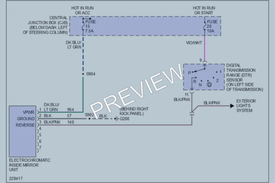 2006 Mercury GrandMarquis Power Mirrors wiring diagram preview