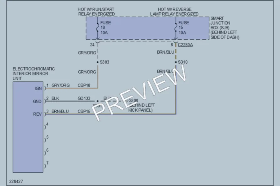 2006 Mercury Mountaineer Power Mirrors wiring diagram preview