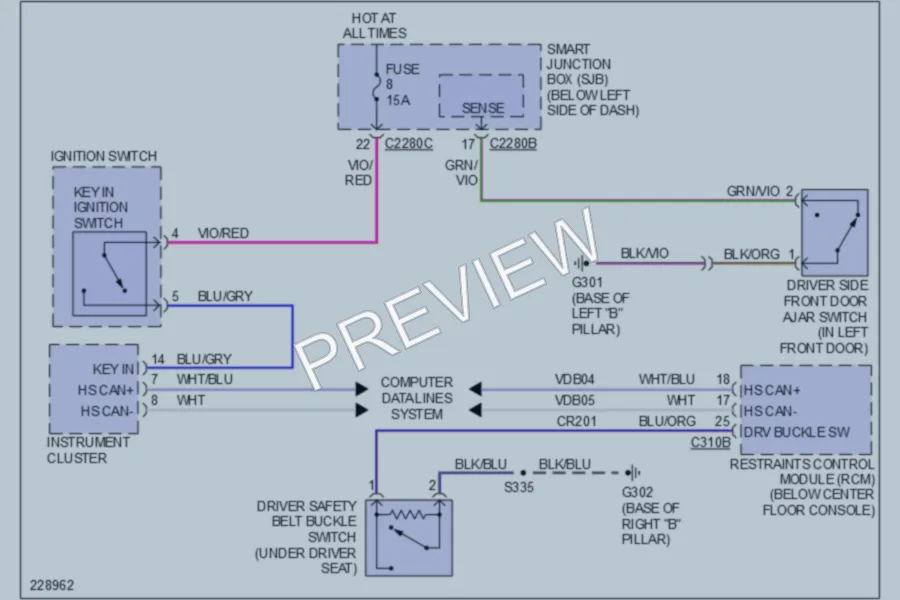 2006 Mercury Mountaineer Warning Systems wiring diagram preview