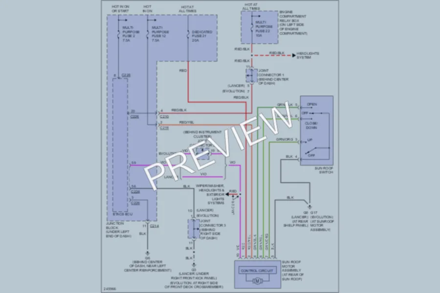 2006 Mitsubishi Lancer Power Top Sunroof wiring diagram preview