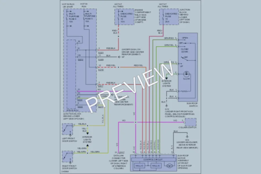 2006 Mitsubishi Montero Power Top Sunroof wiring diagram preview