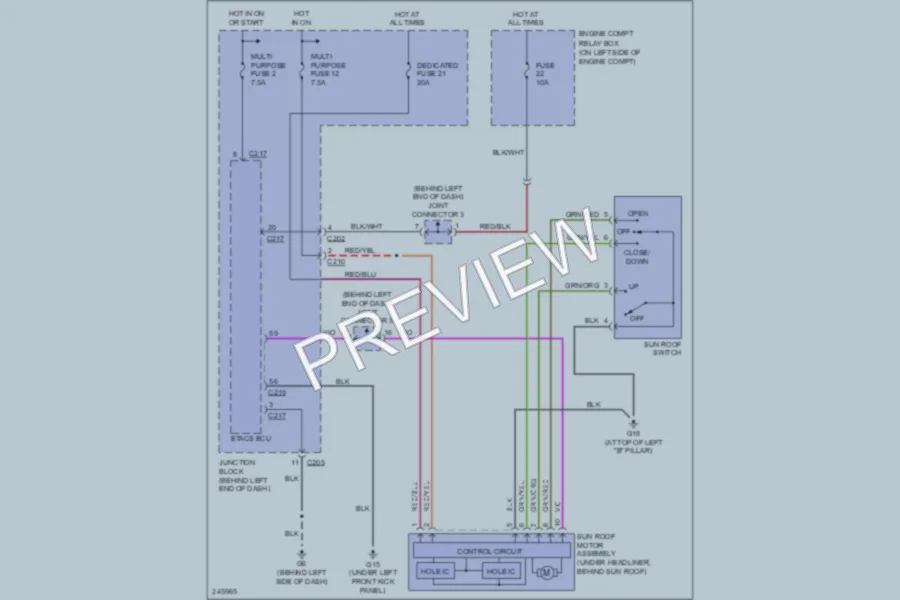 2006 Mitsubishi Outlander Power Top Sunroof wiring diagram preview
