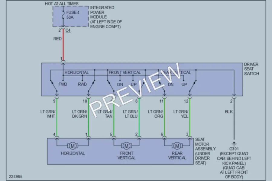 2006 Mitsubishi Raider Power Seats wiring diagram preview
