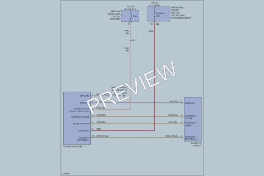 2006 Mitsubishi Raider Power Top Sunroof wiring diagram preview