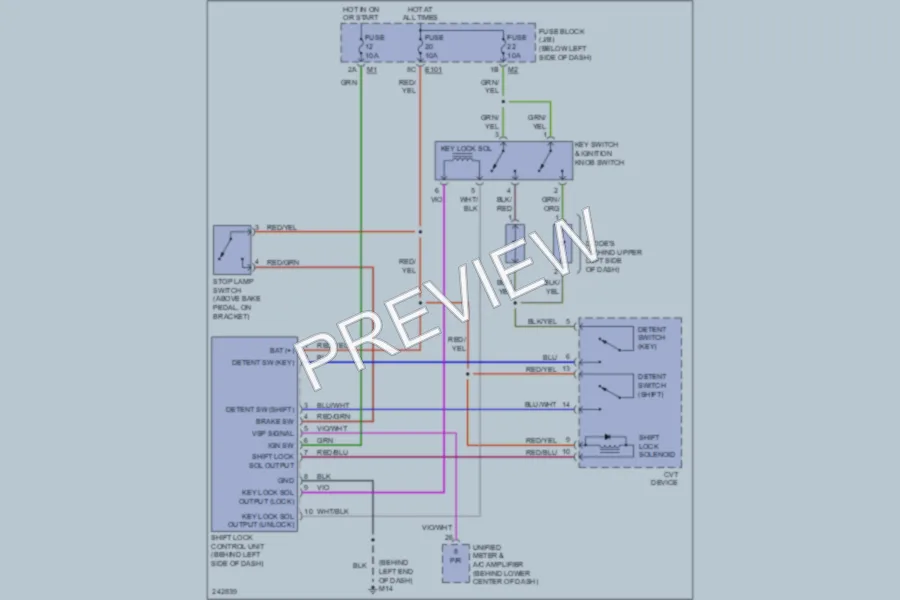 2006 Nissan Murano Shift Interlock wiring diagram preview