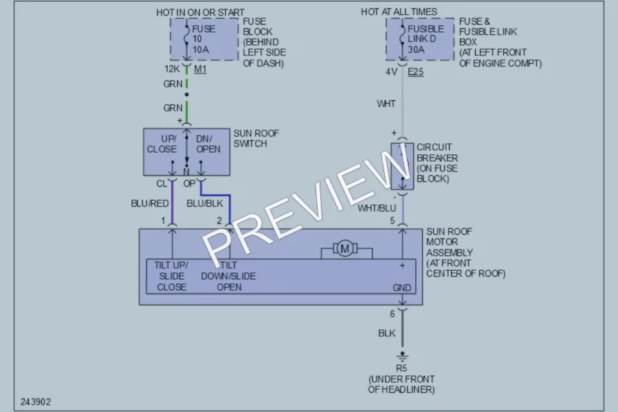 2006 Nissan Sentra Power Top Sunroof wiring diagram preview