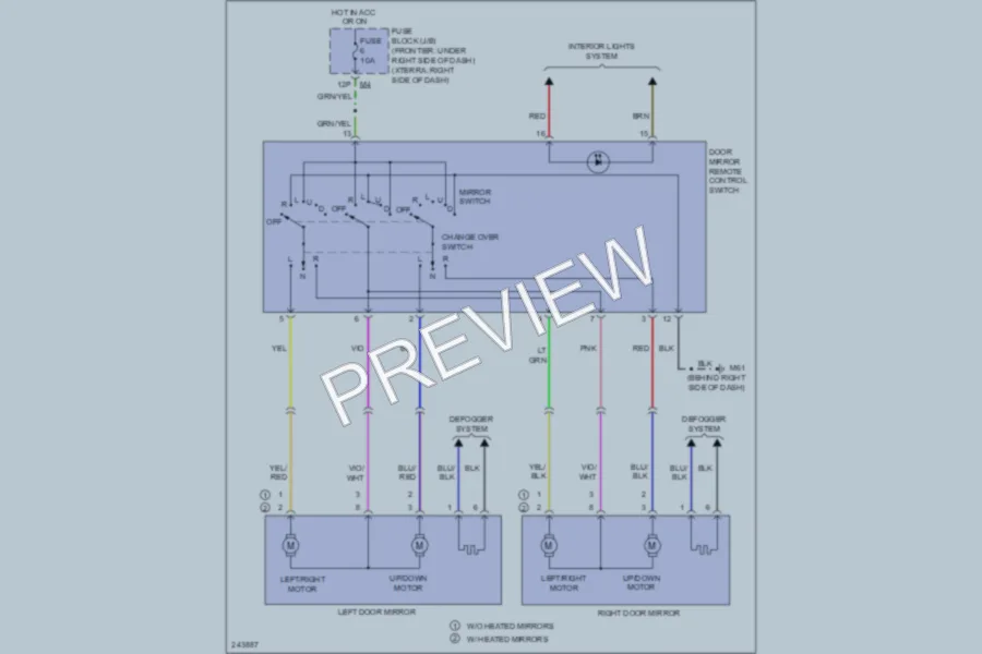 2006 Nissan Xterra Power Mirrors wiring diagram preview