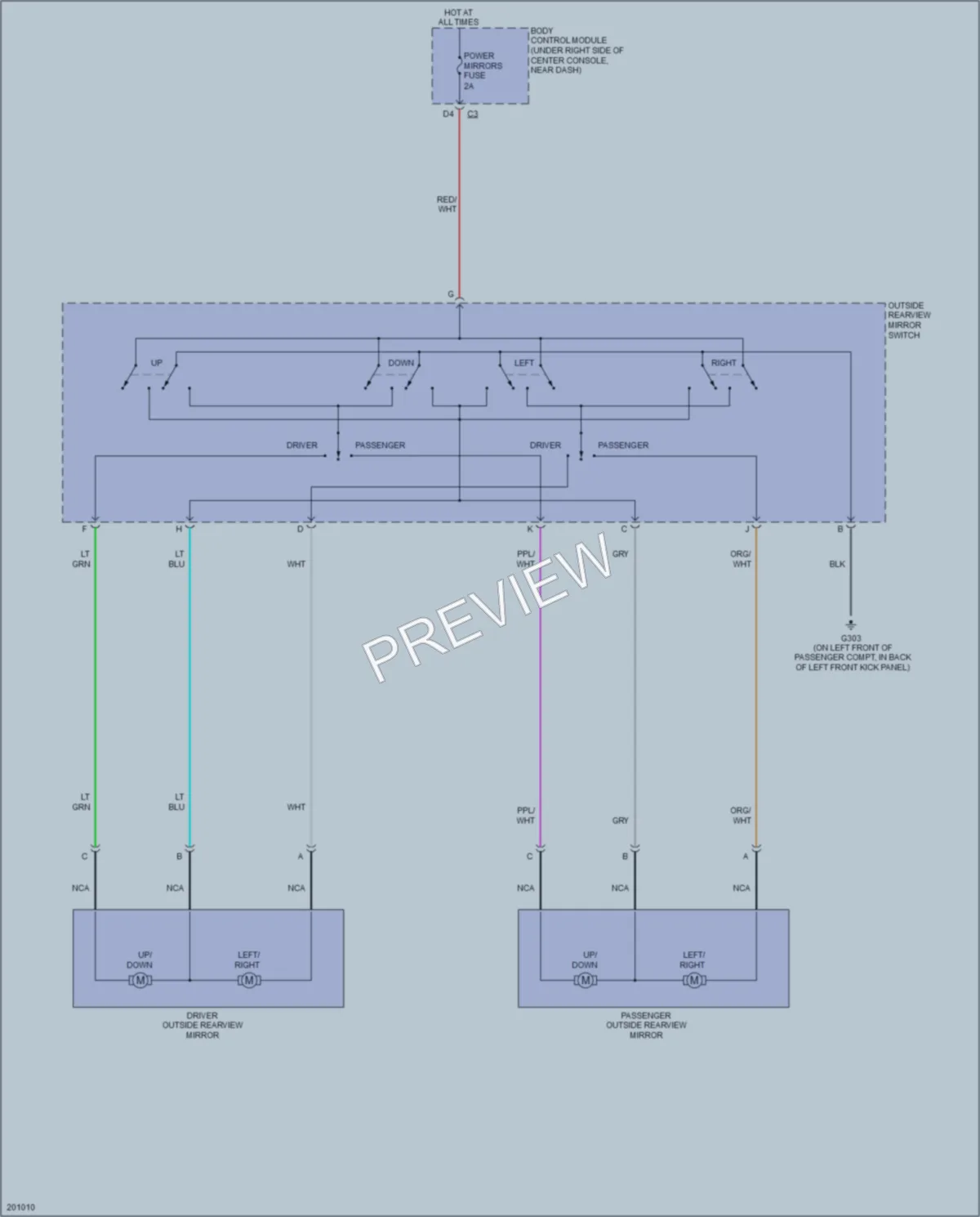 2006 Pontiac G6 Power Mirrors wiring diagram preview