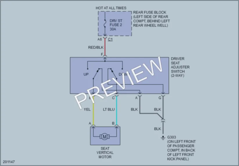 2006 Pontiac G6 Power Seats wiring diagram preview