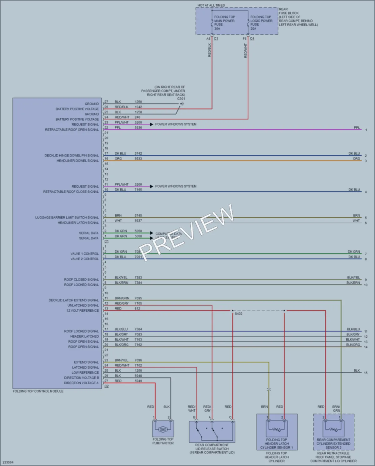2006 Pontiac G6 Power Top Sunroof wiring diagram preview