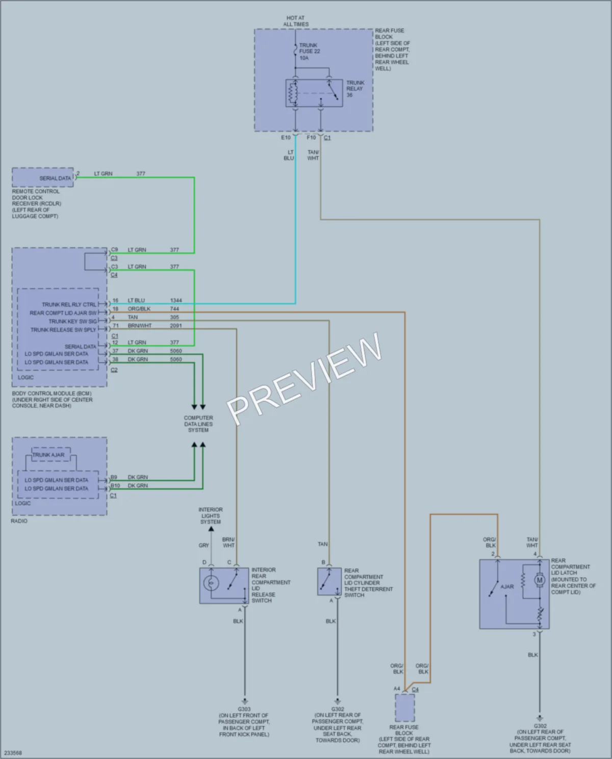 2006 Pontiac G6 Trunk Tailgate Fuel Door wiring diagram preview