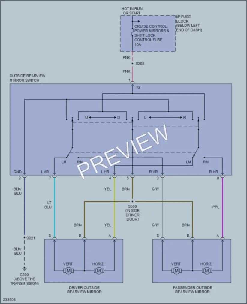 2006 Pontiac GTO Power Mirrors wiring diagram preview
