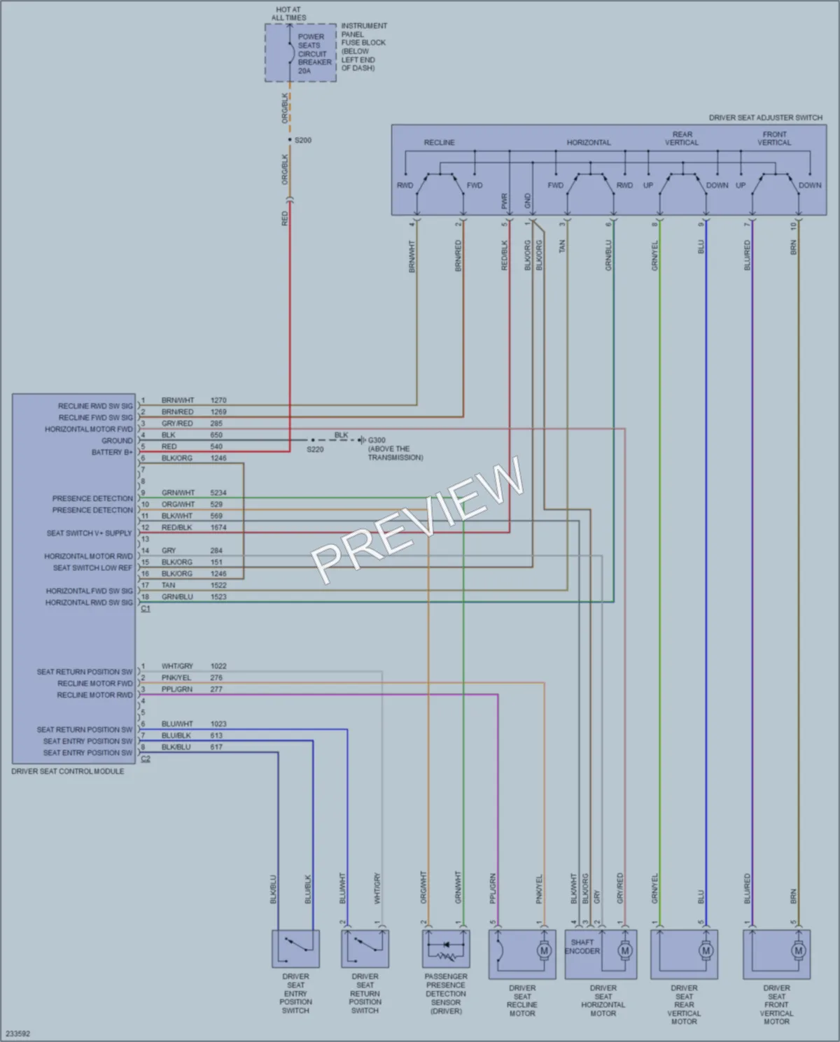 2006 Pontiac GTO Power Seats wiring diagram preview