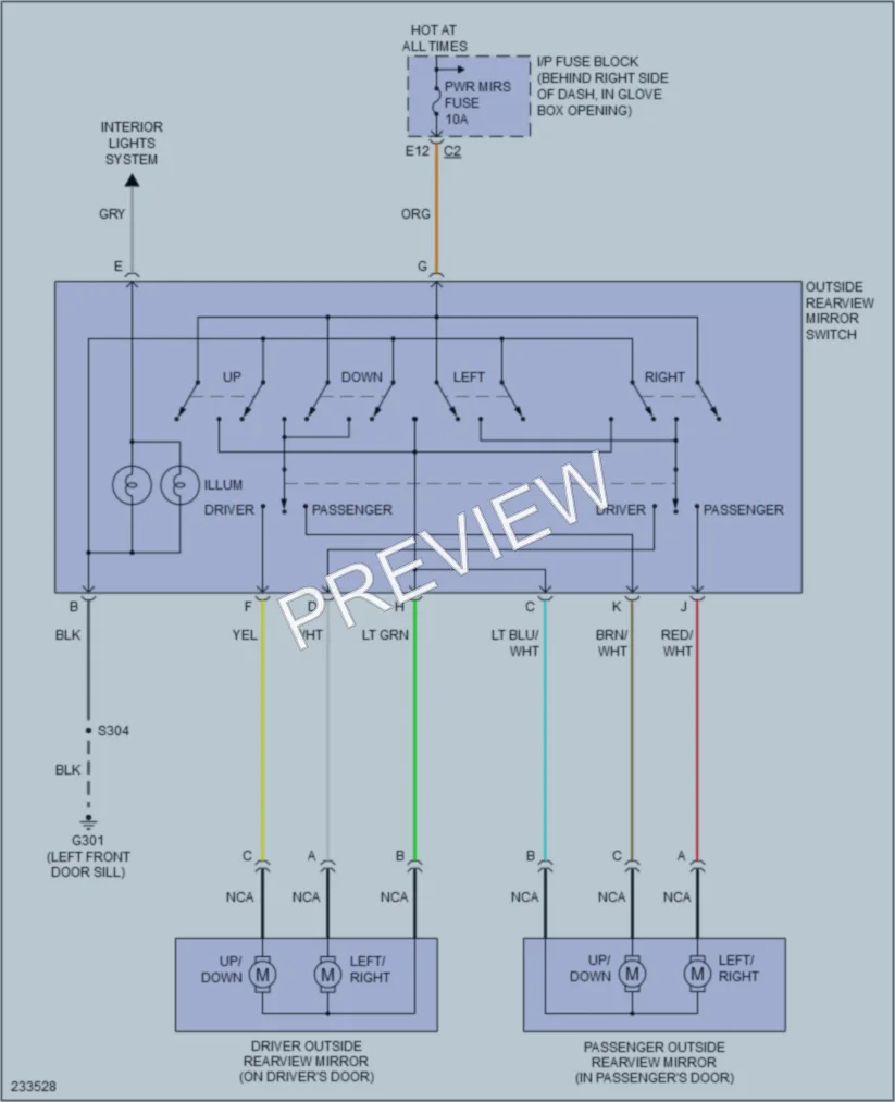 2006 Pontiac GrandPrix Power Mirrors wiring diagram preview