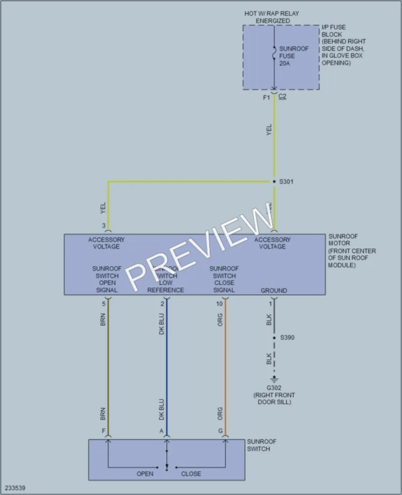 2006 Pontiac GrandPrix Power Top Sunroof wiring diagram preview