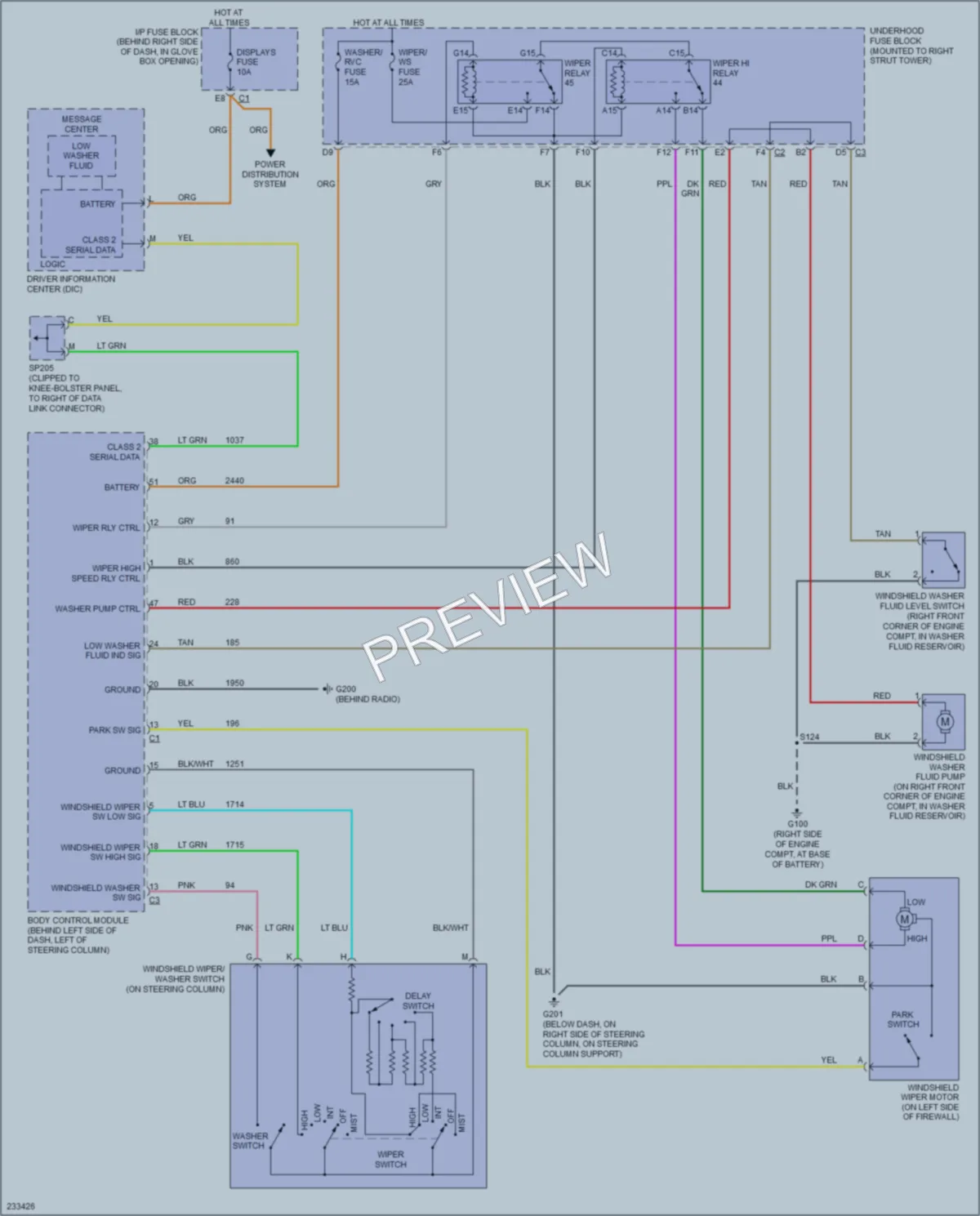 2006 Pontiac GrandPrix Wiper Washer wiring diagram preview