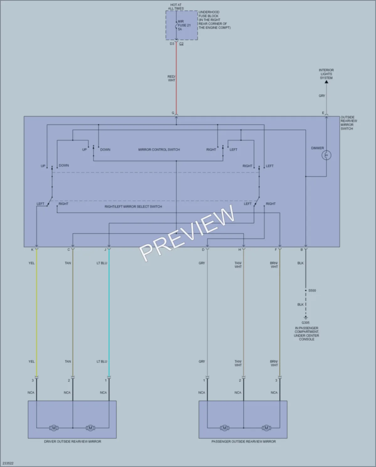 2006 Pontiac Solstice Power Mirrors wiring diagram preview