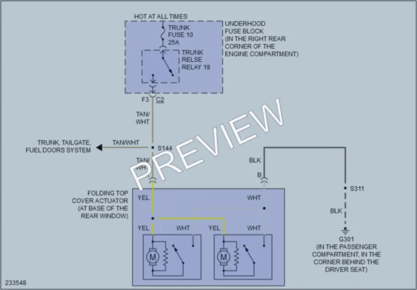 2006 Pontiac Solstice Power Top Sunroof wiring diagram preview