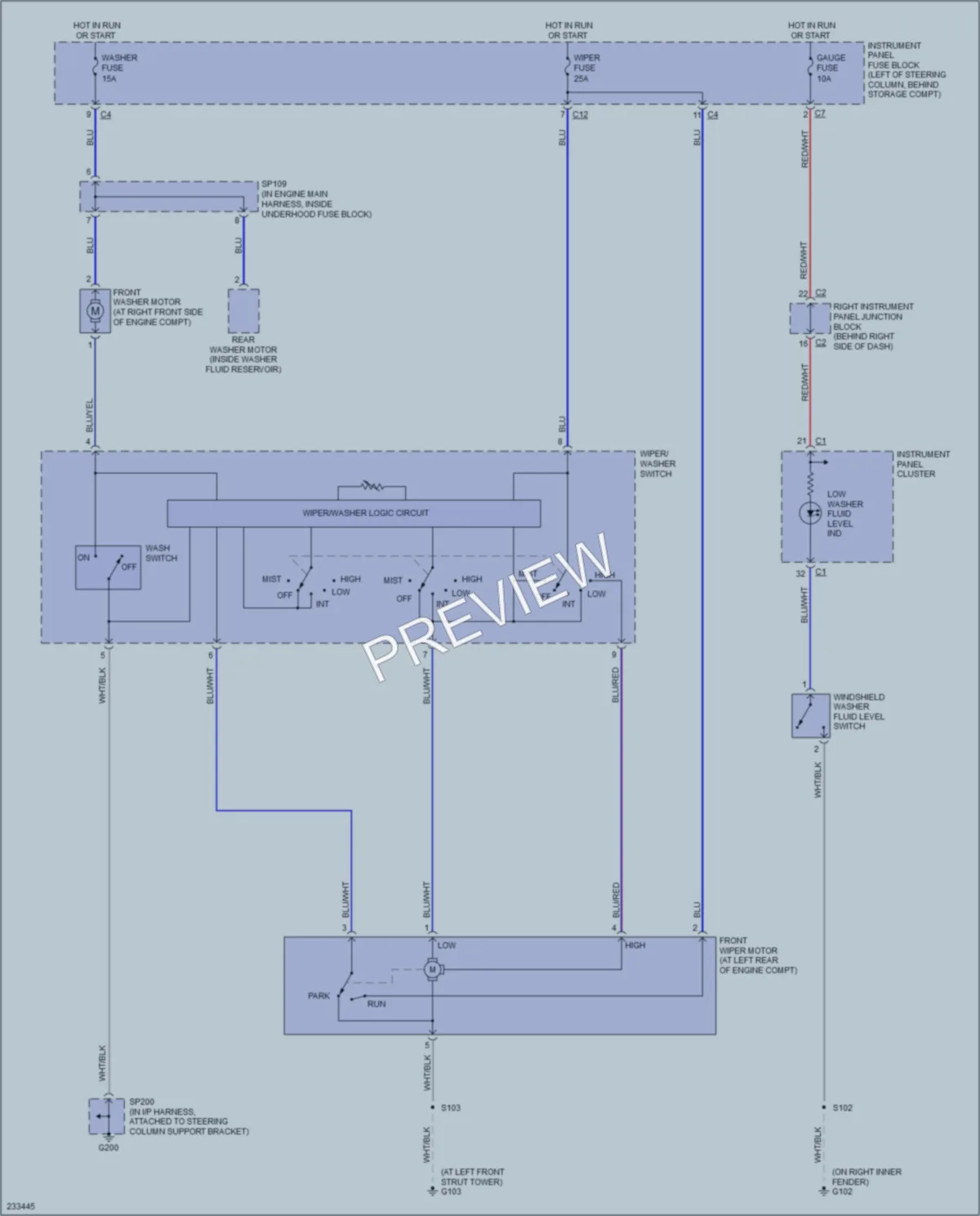 2006 Pontiac Vibe Wiper Washer wiring diagram preview