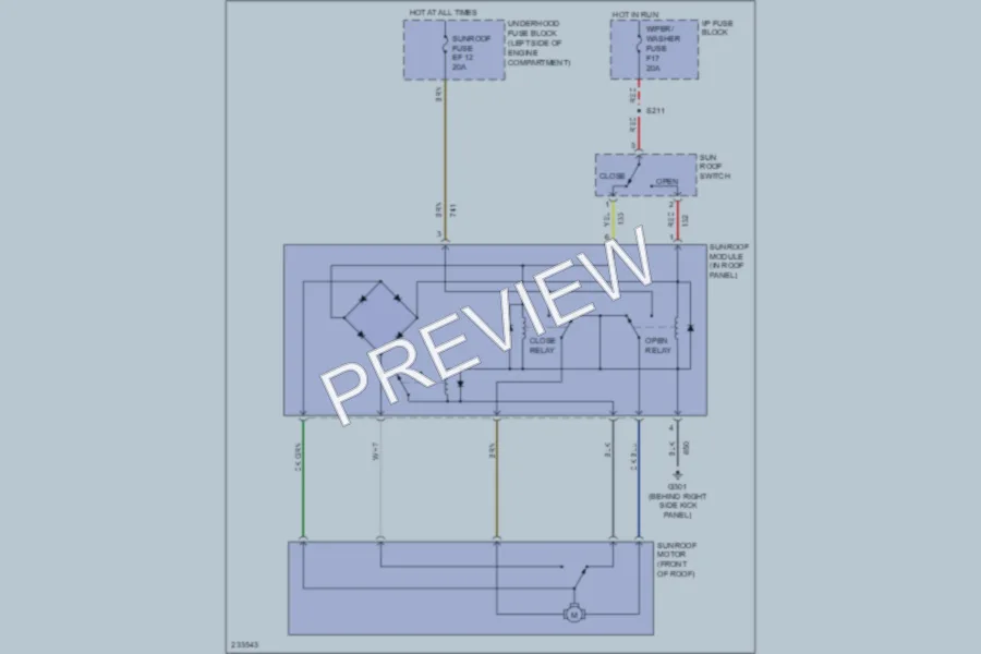 2006 Pontiac Wave Power Top Sunroof wiring diagram preview