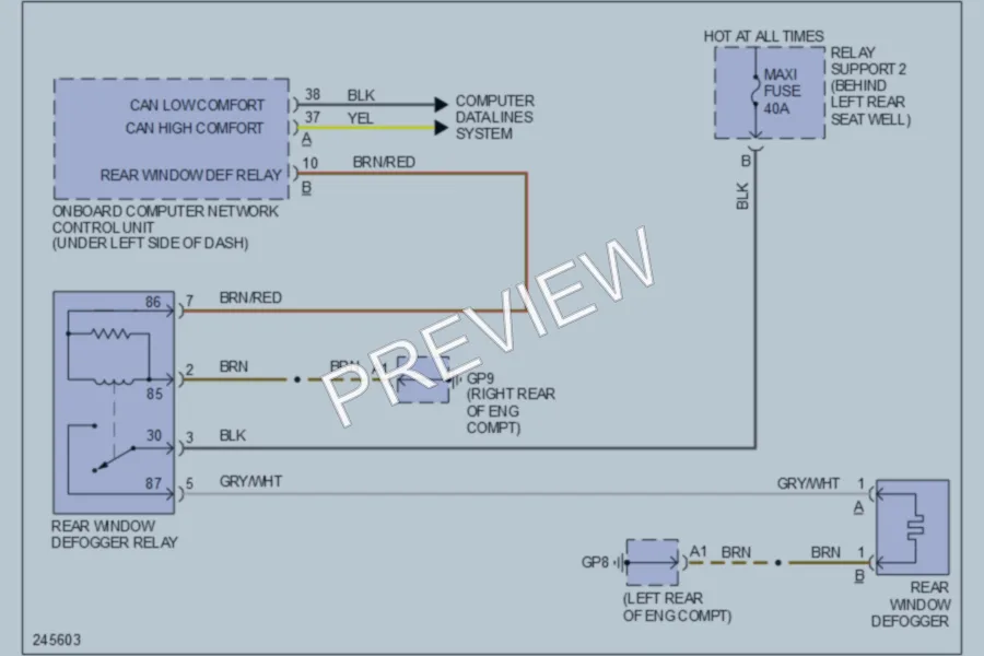 2006 Porsche 911 Defoggers wiring diagram preview