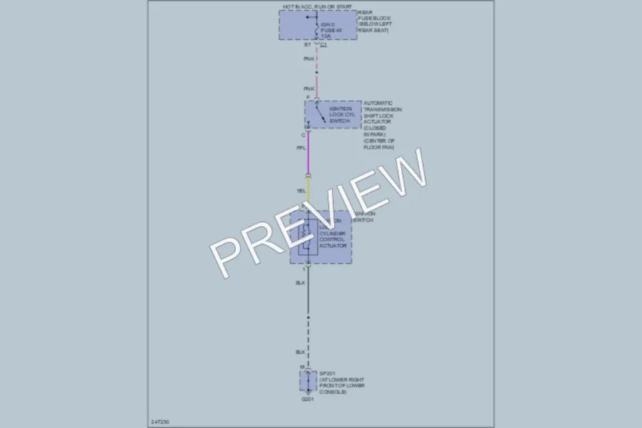 2006 Saab 97X Shift Interlock wiring diagram preview