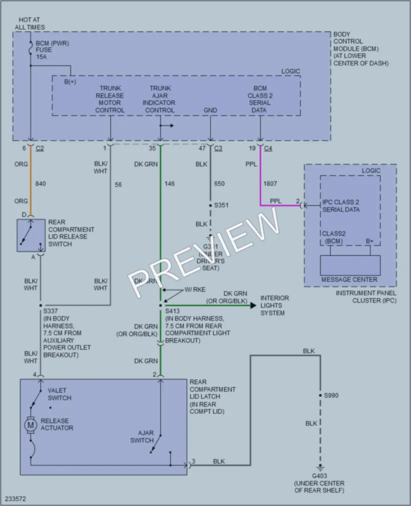 2006 Saturn ION2 Trunk Tailgate Fuel Door wiring diagram preview