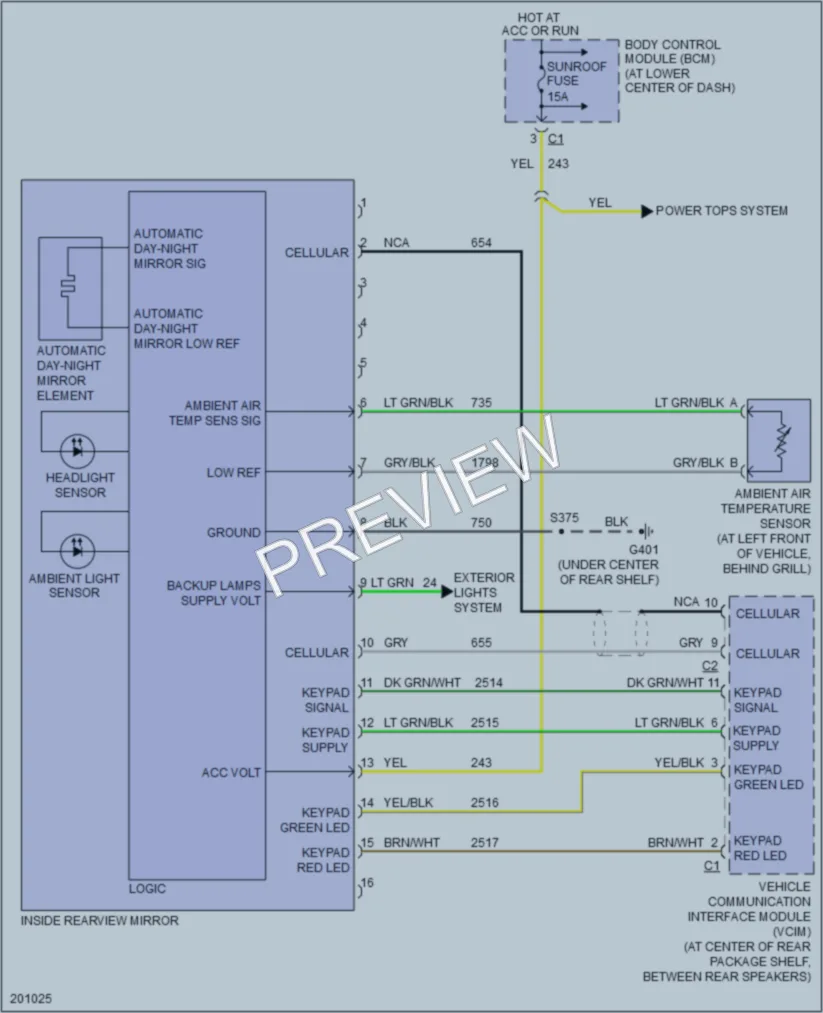 2006 Saturn ION3 Power Mirrors wiring diagram preview